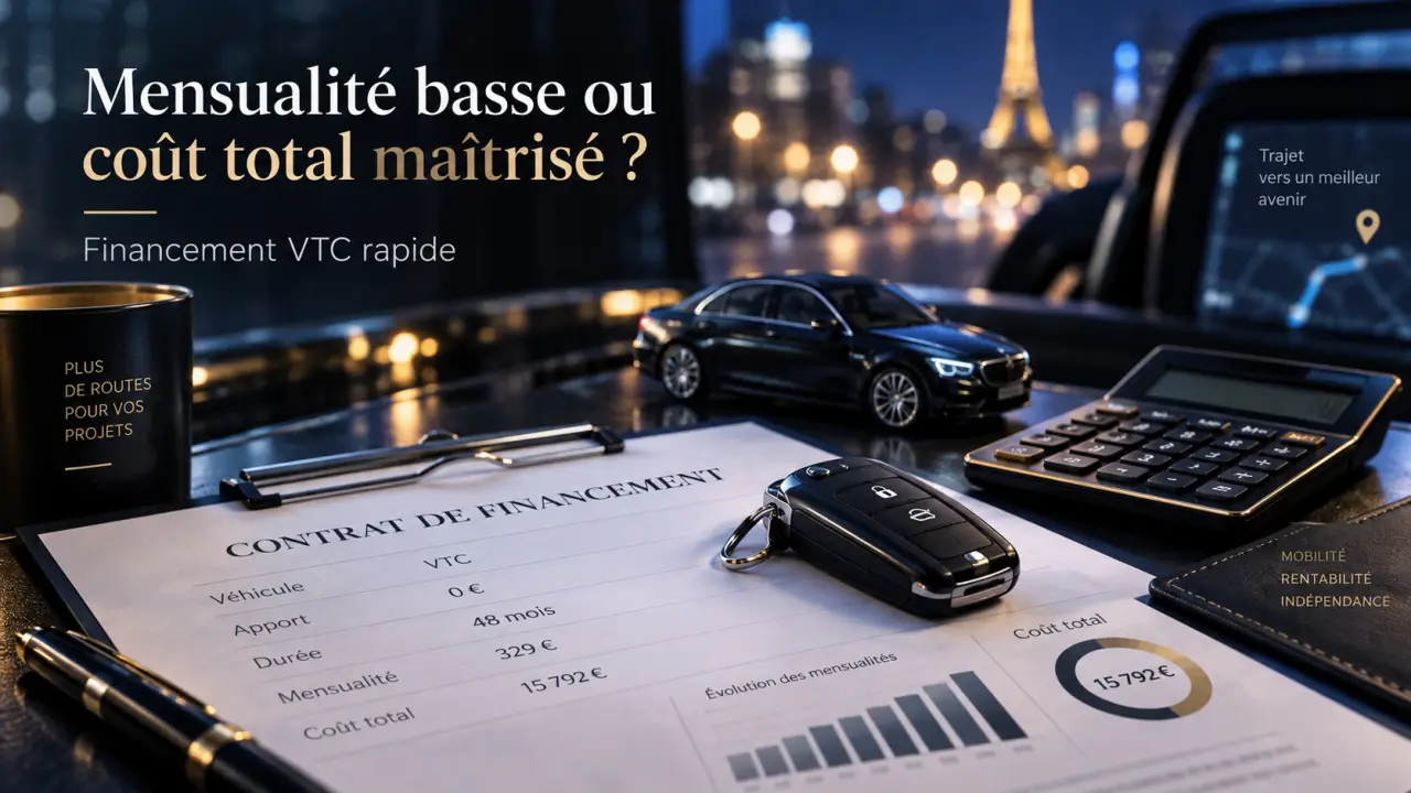 Financement VTC rapide : mensualité basse ou coût total maîtrisé ?
