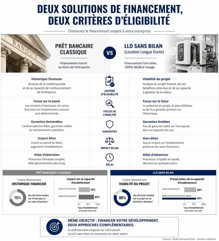 Comparatif entre crédit bancaire et leasing société sans bilan