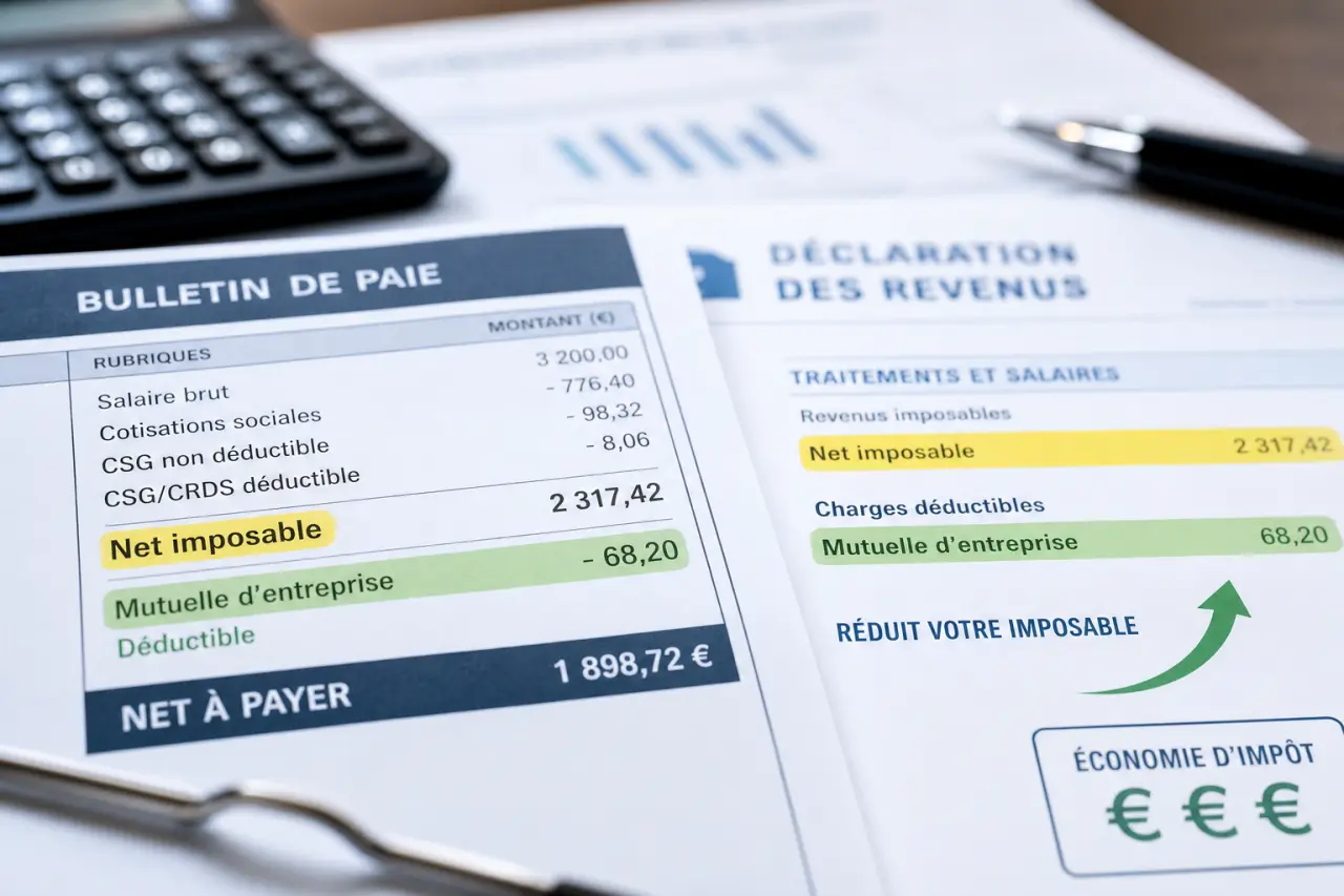 Imposition de la mutuelle d’entreprise : ce qui augmente le net imposable et ce qui reste déductible
